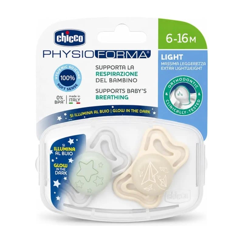 CHUPETE PHYSIO LIGHT DECO NOCTURNO 6-16m x2